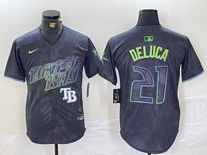 Men Tampa Bay Rays 21 Deluca Black City Edition Nike 2024 MLB Jersey style 5